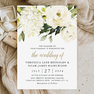 Invitation Hydrangea Elegant Rose or blanc Mariage floral