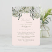 Invitation Hydrangea Élégant Rose & Sauge Douche Arrondie (Debout devant)