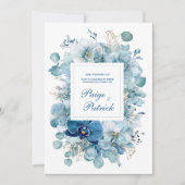 Invitation Hydrangea Élégante Dusty Blue Orchidée Or (Devant)