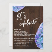 Invitation Hydrangea en bois rustique Fêtons la réception (Devant)