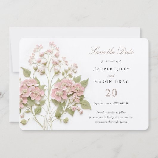 Invitation Hydrangea Enregistrer le Mariage de date (Devant)