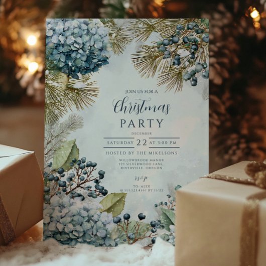 Invitation Hydrangea Épineuse Noël enneigé