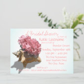 Invitation Hydrangea et Fête des mariées de coquillages rose (Debout devant)