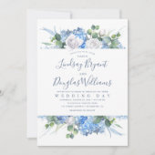 Invitation Hydrangea et verdure Dusty Blue Floral Mariage (Devant)