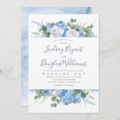 Invitation Hydrangea et verdure Dusty Blue Floral Mariage (Devant / Derrière)