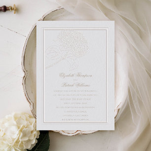 Invitation Hydrangea Faux Emboss Cadre Formel Elégant Mariage