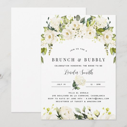 Invitation Hydrangea & Fête des mariées verte (Devant / Derrière)