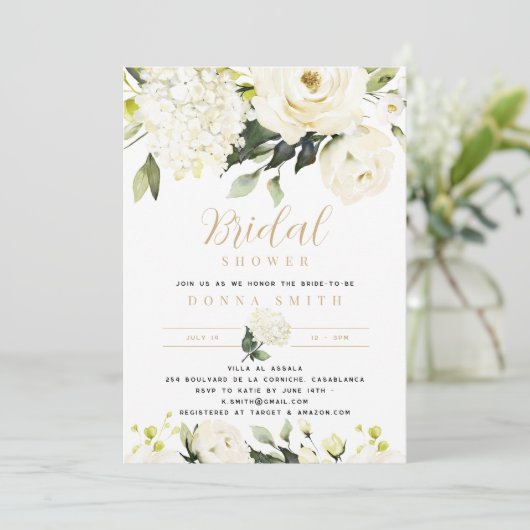 Invitation Hydrangea & Fête des mariées verte (Debout devant)