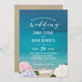 Invitation Hydrangea Floral Beach Party de mariage (Devant / Derrière)