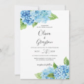 Invitation Hydrangea Floral QR bleu clair tout en un Mariage (Devant)