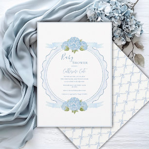 Invitation Hydrangea Florale Bleue Élégante Baby Shower