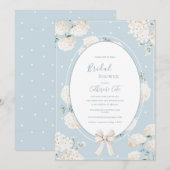 Invitation Hydrangea Florale Bleue Élégante pour une Baby Sho (Devant / Derrière)