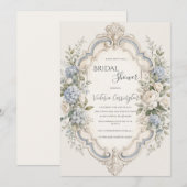 Invitation Hydrangea Florale Bleue Élégante Vintage (Devant / Derrière)