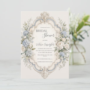Invitation Hydrangea Florale Bleue Élégante Vintage