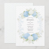 Invitation Hydrangea Florale Élégante Mariage Bleu Blanc (Devant / Derrière)