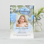 Invitation Hydrangea Flower Life Celebration Photo Funeral (Debout devant)
