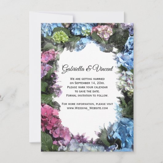 Invitation Hydrangea Flowers Frame Wedding Enregistrer la dat (Devant)