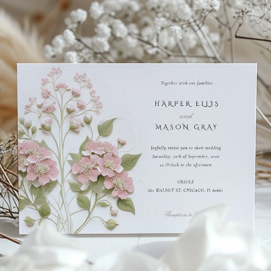 Invitation Hydrangea Garden Elegant Pastel Wedding Invite