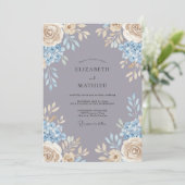 Invitation Hydrangea Gris Pervenche Mariage Romantique (Debout devant)