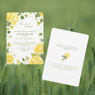 Invitation Hydrangea Jaune Élégant Baptême de Mariée II