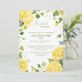 Invitation Hydrangea Jaune Élégant Baptême de Mariée II (Debout devant)