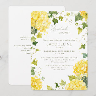 Invitation Hydrangea Jaune Élégant Fête de Mariée