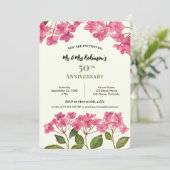 Invitation Hydrangea Lacecap Aquarelle Rose pour 50e Annivers (Debout devant)