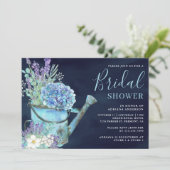 Invitation Hydrangea Lavande Floral Bleu Nuit Mariage (Debout devant)
