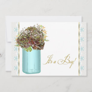 Invitation Hydrangea Mason Jar, Vintage douche pour bébé