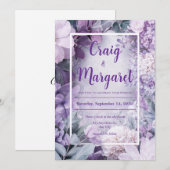 Invitation Hydrangea Mauve Lilas Mariage Botanique de Printem (Devant / Derrière)