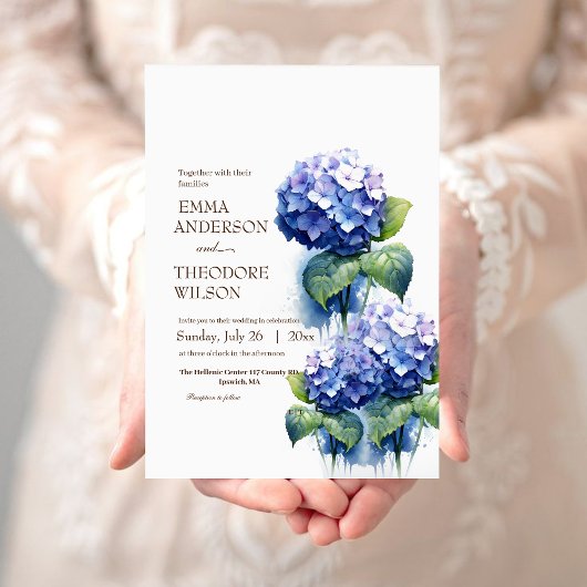 Invitation Hydrangea Moderne Beau Mariage Floral