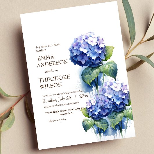 Invitation Hydrangea Moderne Beau Mariage Floral