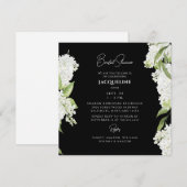 Invitation Hydrangea Noir Blanc Carré Mariage Shower (Devant / Derrière)