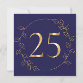 Invitation Hydrangea Or et Bleu 25e Anniversaire de Mariage (Dos)