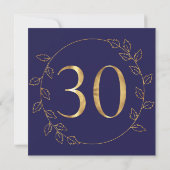 Invitation Hydrangea Or et Bleu 30e Anniversaire de Mariage (Dos)