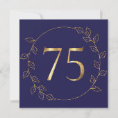 Invitation Hydrangea Or et Bleu 75e Anniversaire de Mariage (Dos)