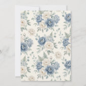 Invitation hydrangea panaché bleu poussiéreux élégant (Dos)