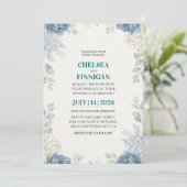 Invitation hydrangea panachée bleu poussiéreux élégant (Debout devant)