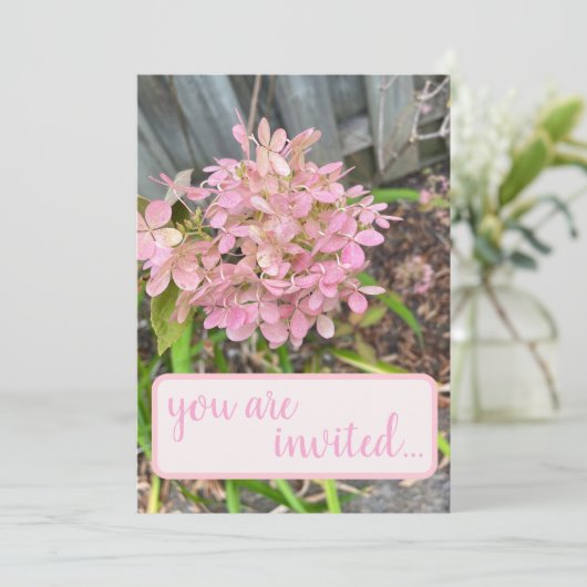 Invitation Hydrangea rose (Debout devant)
