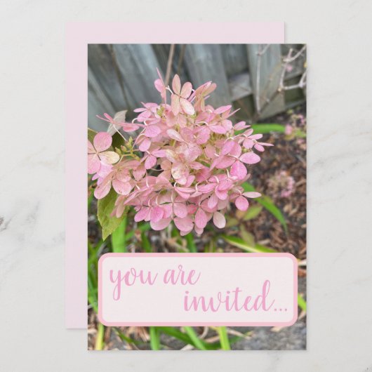 Invitation Hydrangea rose (Devant / Derrière)