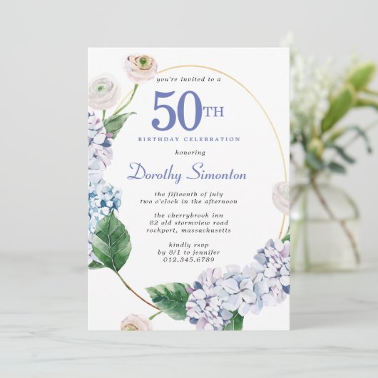 Invitation Hydrangea Rose 50e anniversaire (Debout devant)
