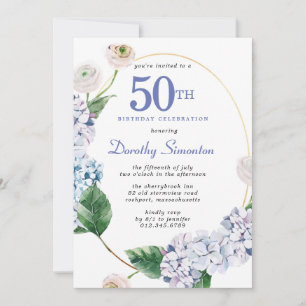 Invitation Hydrangea Rose 50e anniversaire