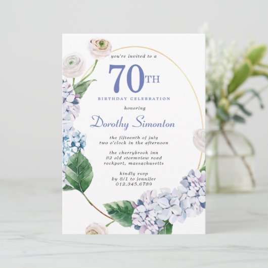 Invitation Hydrangea Rose 70e anniversaire (Debout devant)