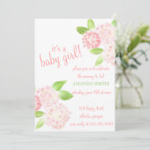 Invitation Hydrangea rose Aquarelle (Debout devant)
