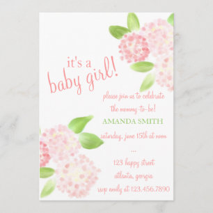 Invitation Hydrangea rose Aquarelle