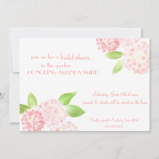 Invitation Hydrangea rose Aquarelle (Devant)