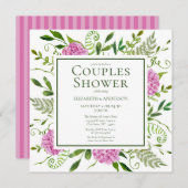 Invitation Hydrangea rose Couples Douche (Devant / Derrière)