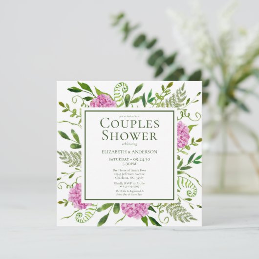 Invitation Hydrangea rose Couples Douche (Debout devant)