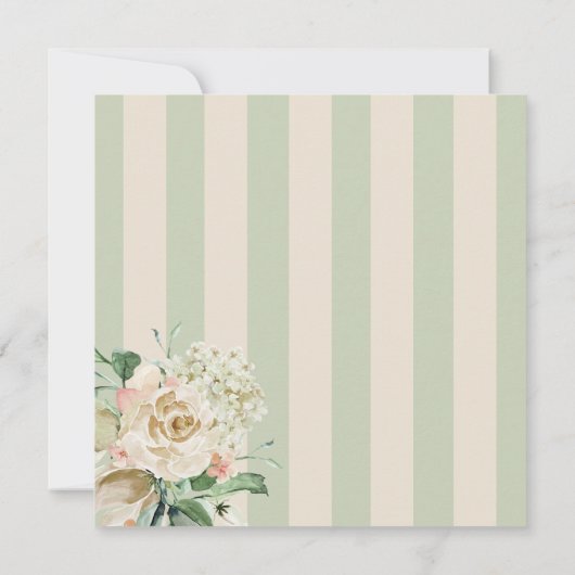 Invitation Hydrangea Roses dentelle florale Sage Mariage vert (Dos)