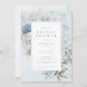 Invitation Hydrangea Rustique Bleu Blanc Fleur Mariage (Devant)